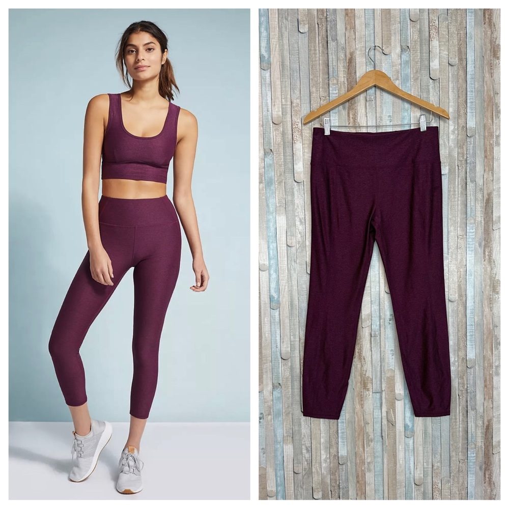 Anthropologie L Varley High Rise Waist Everett Crop Legging Tight Purple Yoga